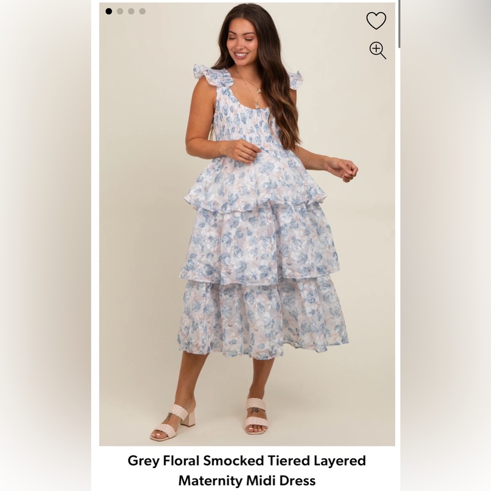 PinkBlush Maternity Tiered Ruffle Dress NWT